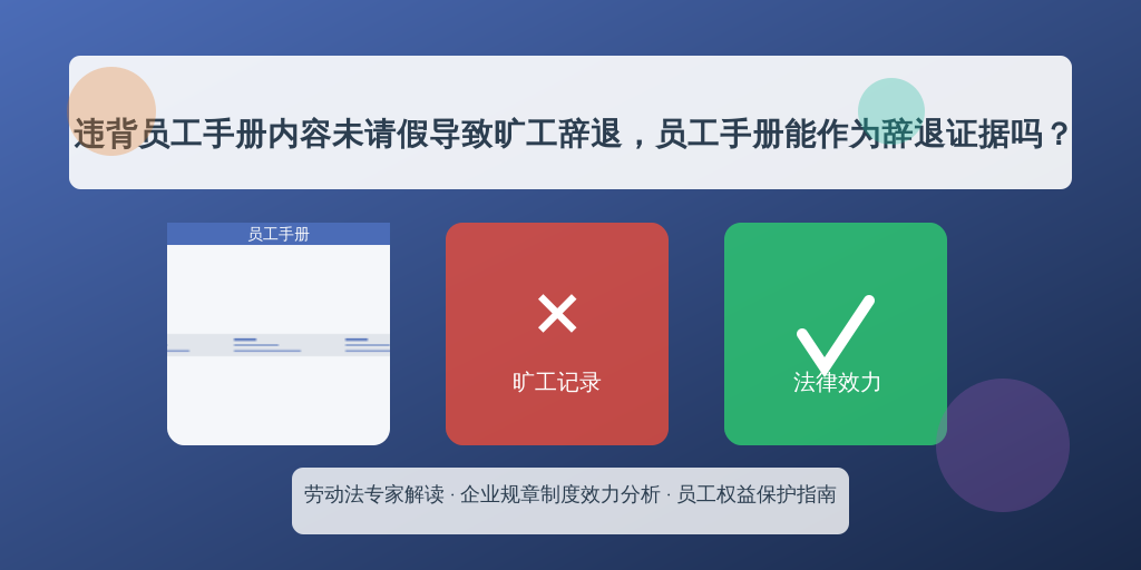 违背员工手册内容未请假导致旷工辞退,员工手册能作为辞退证据吗?