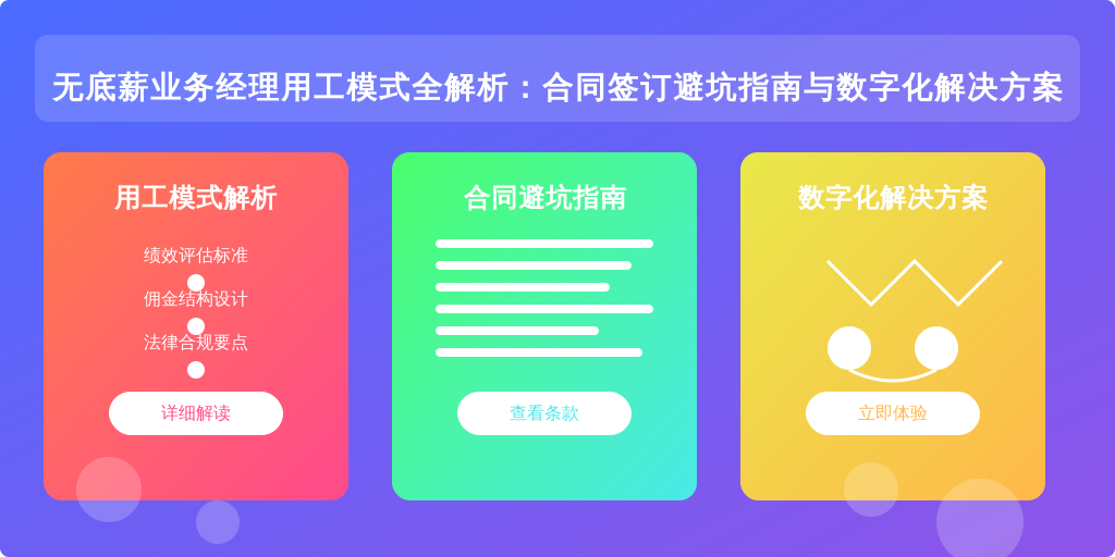 无底薪业务经理用工模式全解析：合同签订避坑指南与数字化解决方案