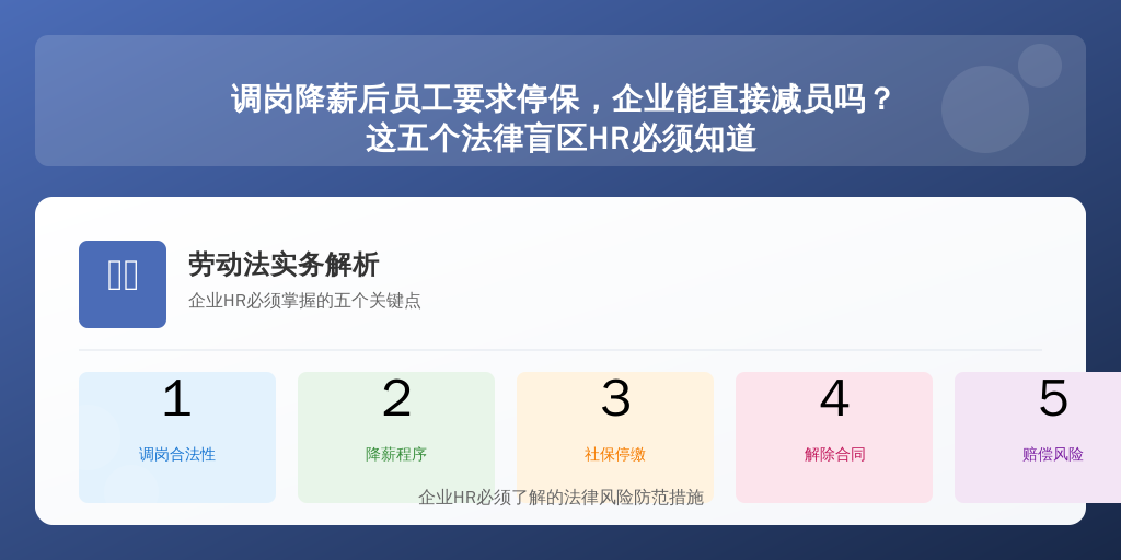 调岗降薪后员工要求停保,企业能直接减员吗?这五个法律盲区HR必须知道
