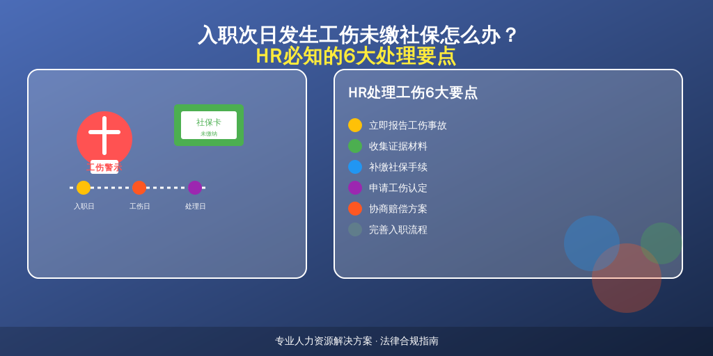 入职次日发生工伤未缴社保怎么办？HR必知的6大处理要点