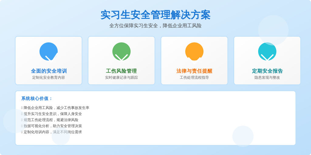 ['全面的安全培训模块', '工伤风险管理功能', '法律与责任提醒功能', '定期报告与风险评估']