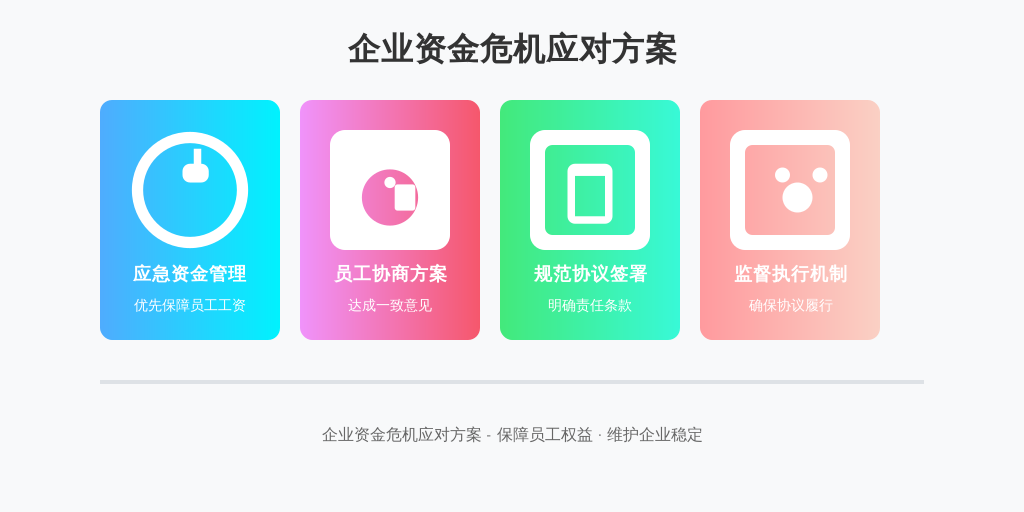 ['制定应急资金管理方案', '与员工协商解决方案', '签署规范协议', '建立监督机制']