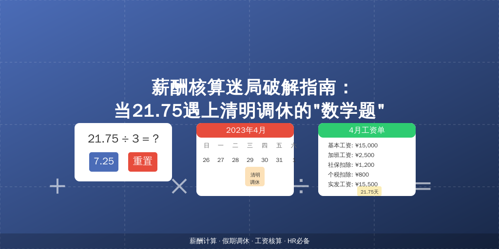 薪酬核算迷局破解指南：当21.75遇上清明调休的