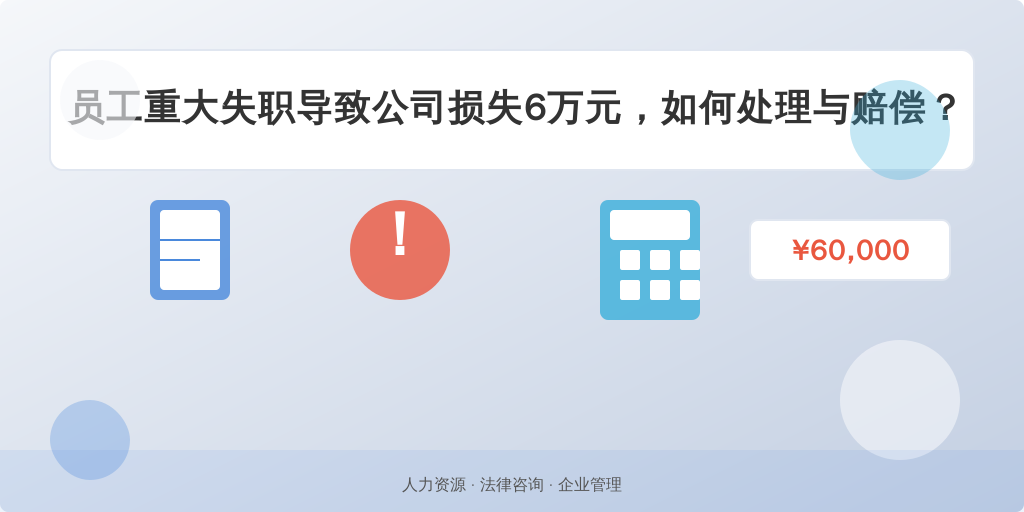 员工重大失职导致公司损失6万元，如何处理与赔偿？