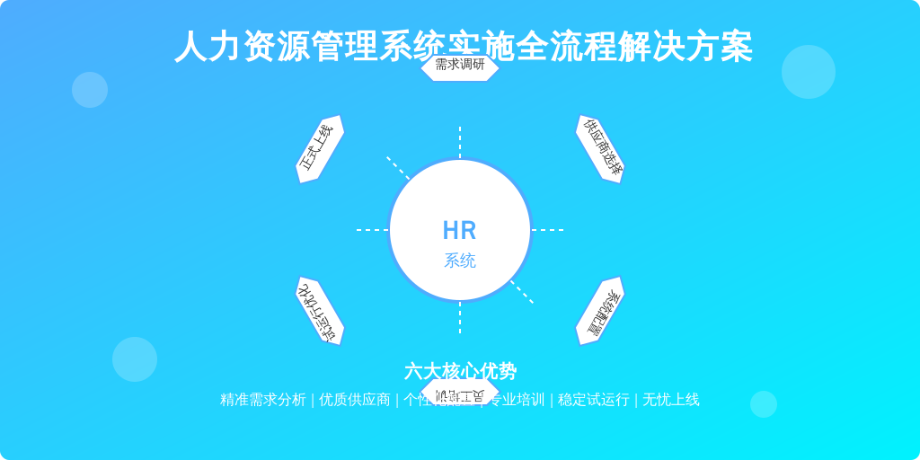 ['需求调研', '供应商选择', '系统配置', '员工培训', '试运行与优化', '正式上线']