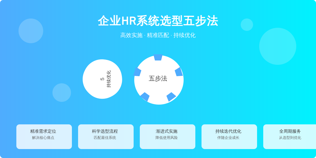 ['需求分析', '系统选型', '试用与培训', '全面上线', '持续优化']