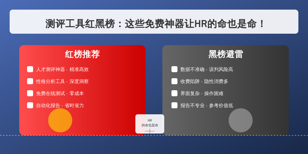 测评工具红黑榜：这些免费神器让HR的命也是命！