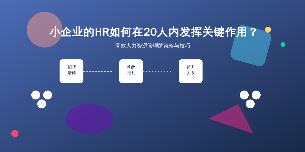 小企业的HR如何在20人内发挥关键作用？