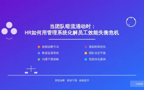 当团队暗流涌动时：HR如何用管理系统化解员工效能失衡危机