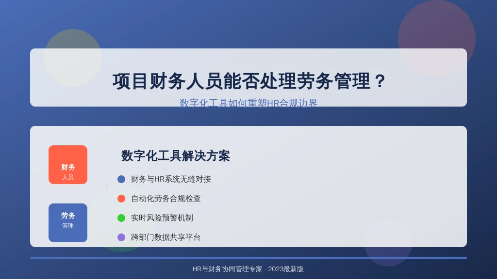 项目财务人员能否处理劳务管理？数字化工具如何重塑HR合规边界
