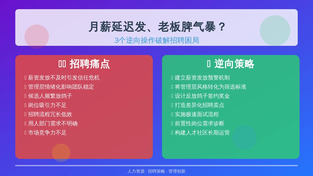 月薪延迟发、老板脾气暴？3个逆向操作破解招聘困局