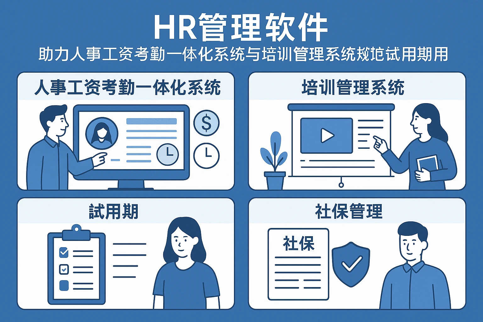 HR管理软件助力人事工资考勤一体化系统与培训管理系统规范试用期社保管理