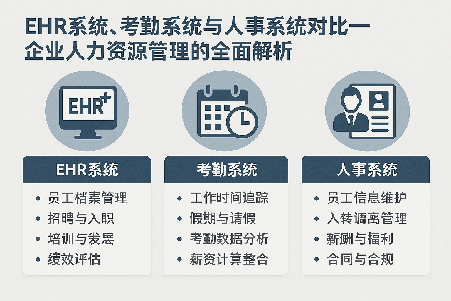 EHR系统、考勤系统与人事系统对比——企业人力资源管理的全面解析
