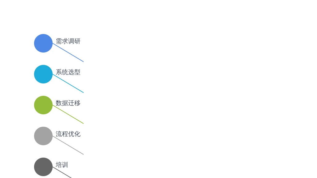 ['需求调研', '系统选型', '数据迁移', '流程优化', '培训']