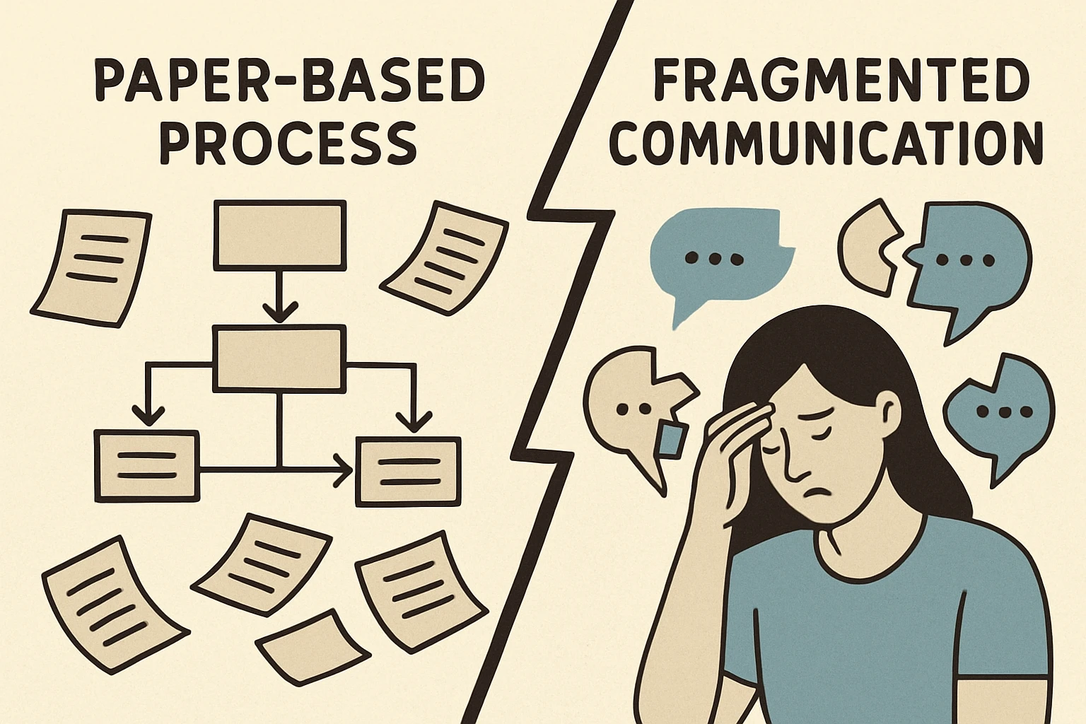 纸质流程与碎片化沟通的低效