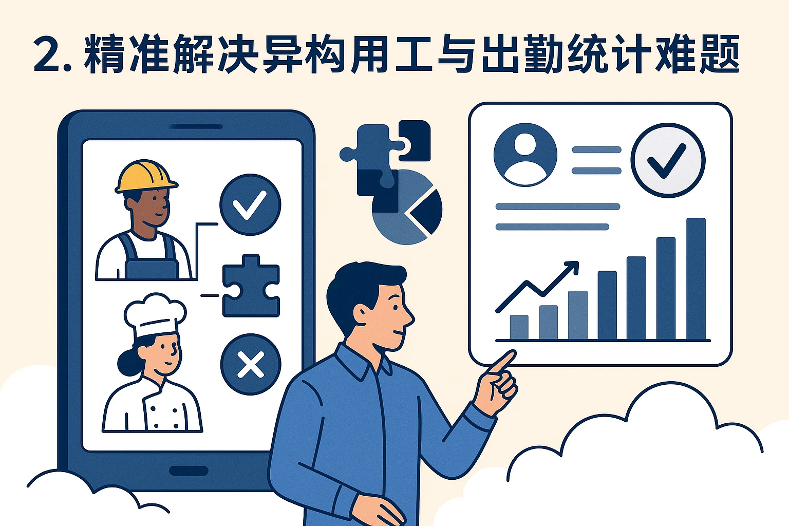 2. 精准解决异构用工与出勤统计难题