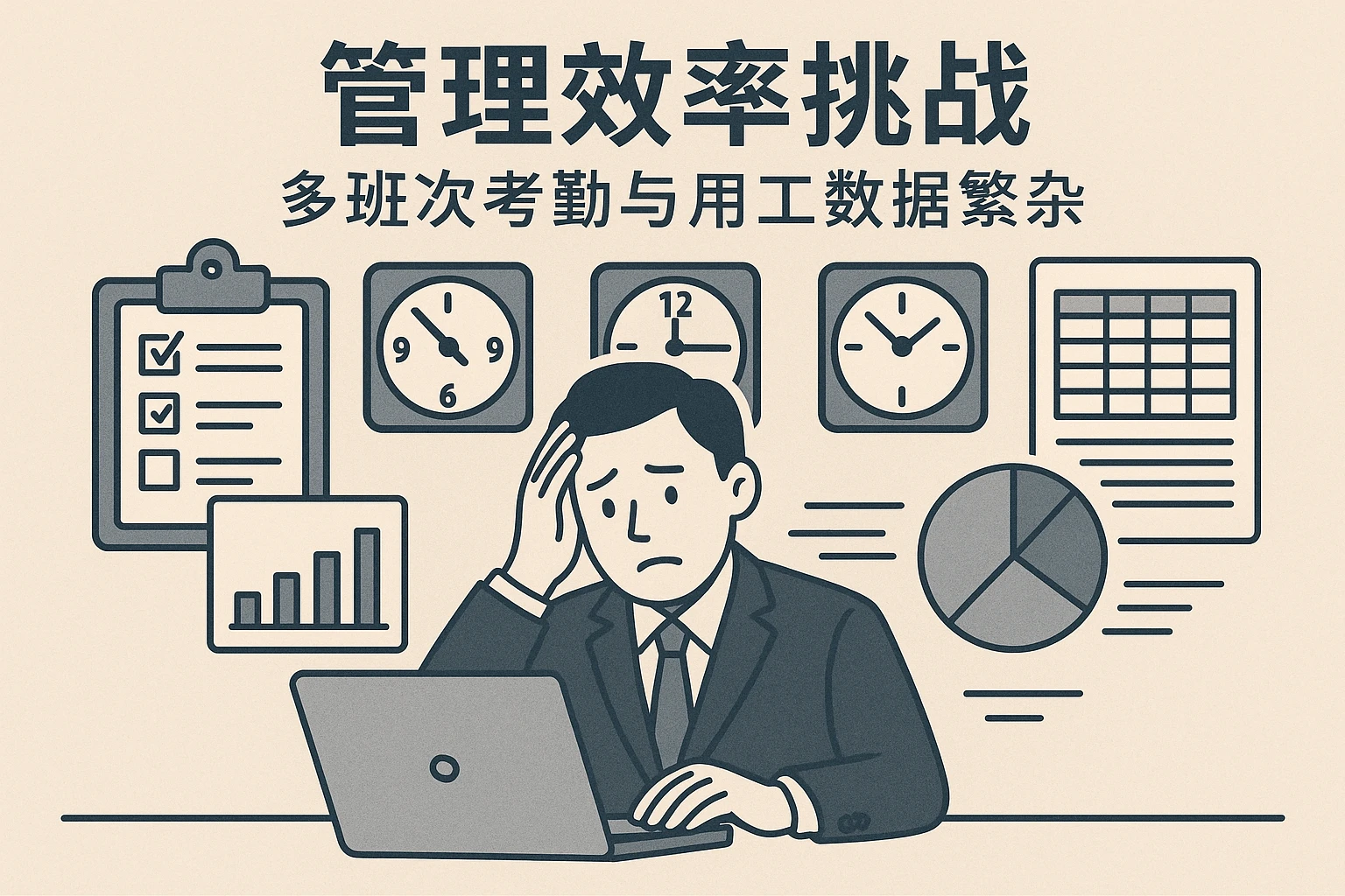 管理效率挑战：多班次考勤与用工数据繁杂