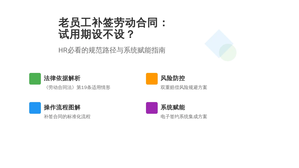 老员工补签劳动合同：试用期设不设？HR必看的规范路径与系统赋能指南