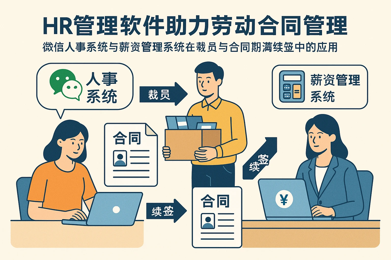 HR管理软件助力劳动合同管理：微信人事系统与薪资管理系统在裁员与合同期满续签中的应用