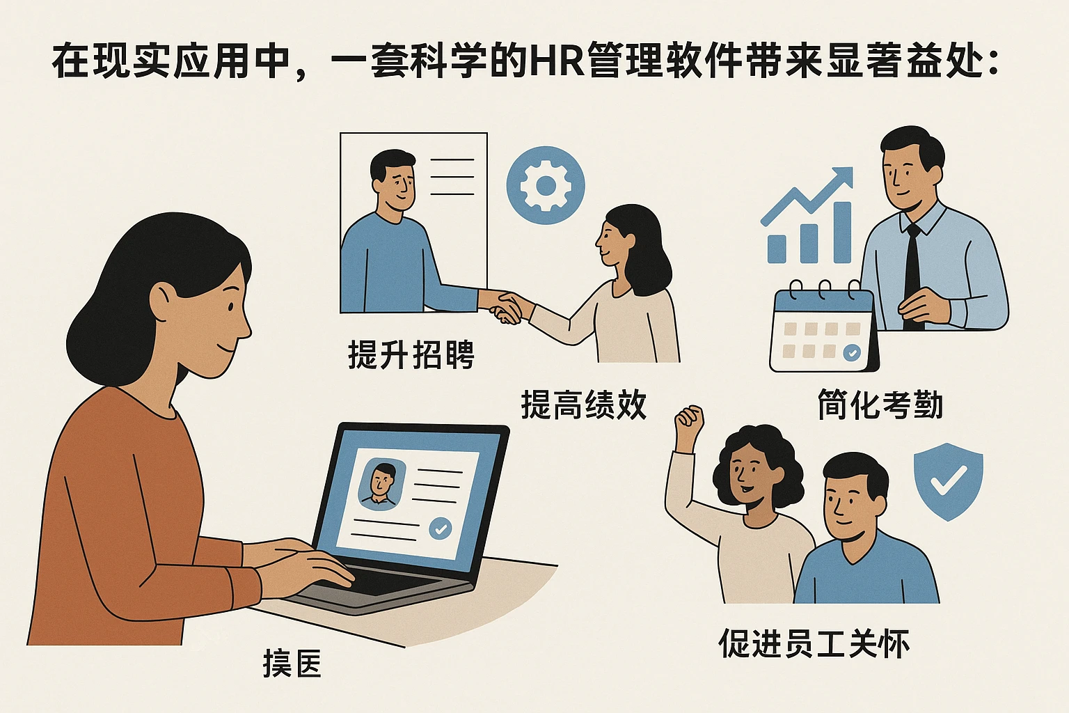 在现实应用中，一套科学的HR管理软件带来显著益处：