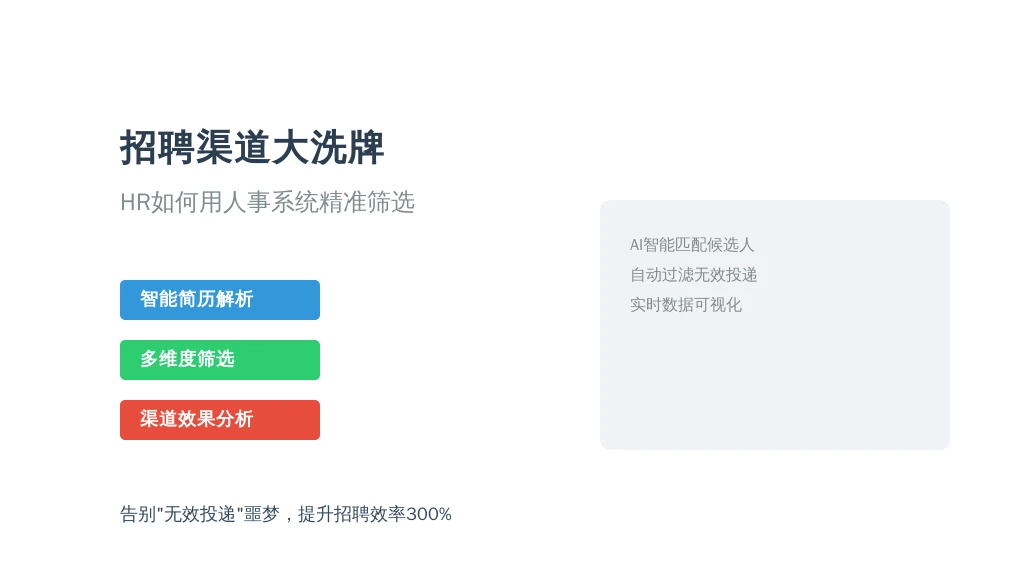 招聘渠道大洗牌：HR如何用人事系统精准筛选，告别“无效投递”噩梦？