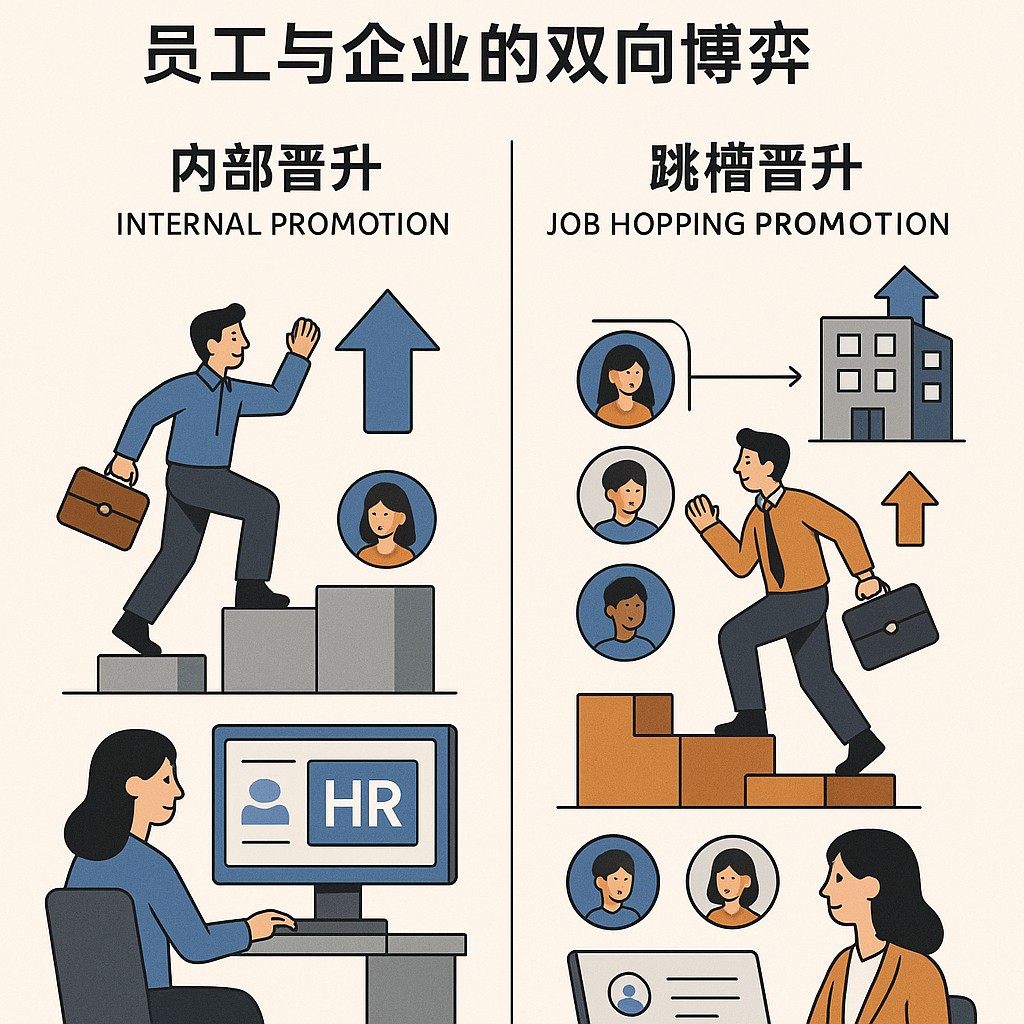 HR管理软件视角下的企业内部晋升与跳槽晋升：员工与企业的双向博弈
