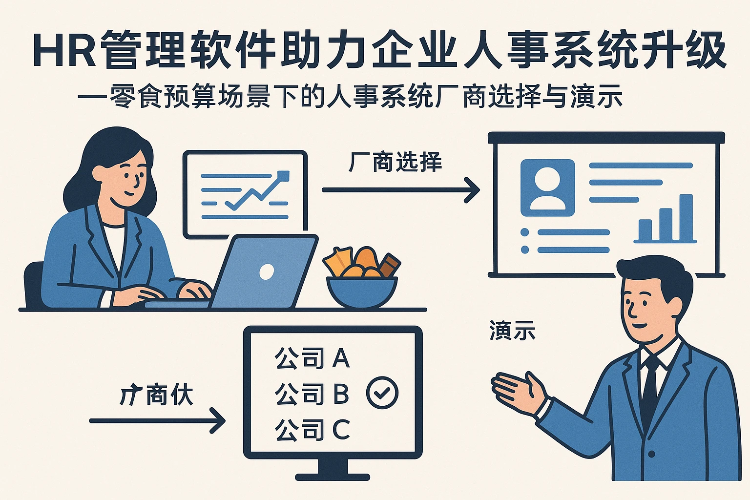 HR管理软件助力企业人事系统升级——零食预算场景下的人事系统厂商选择与演示