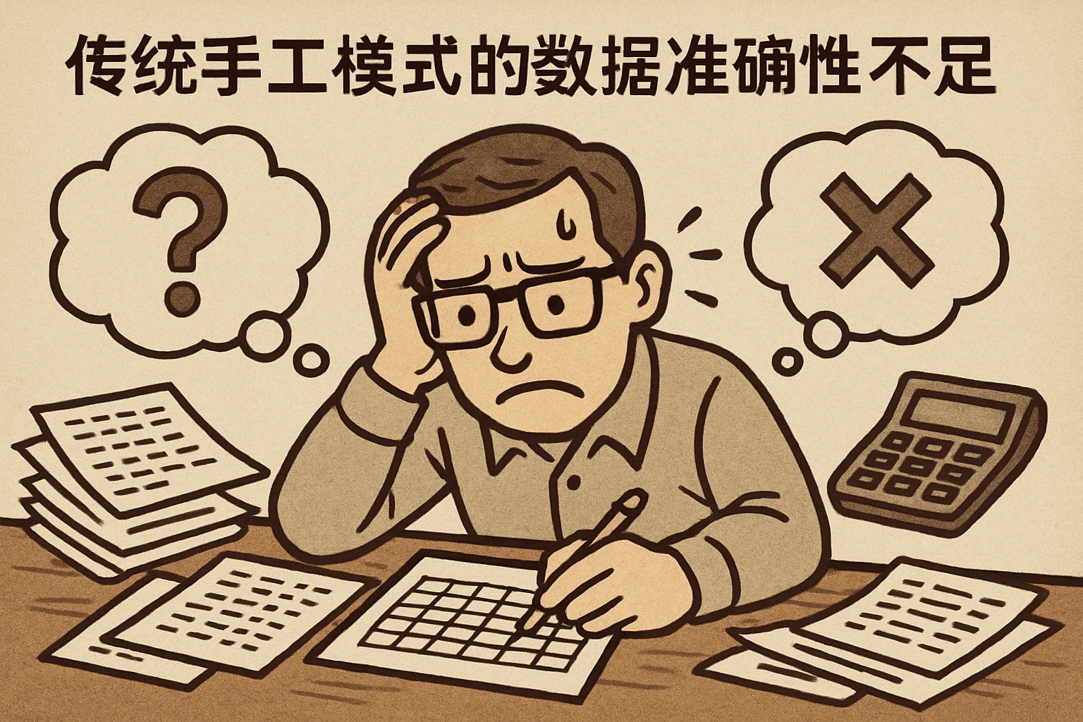 传统手工模式的数据准确性不足