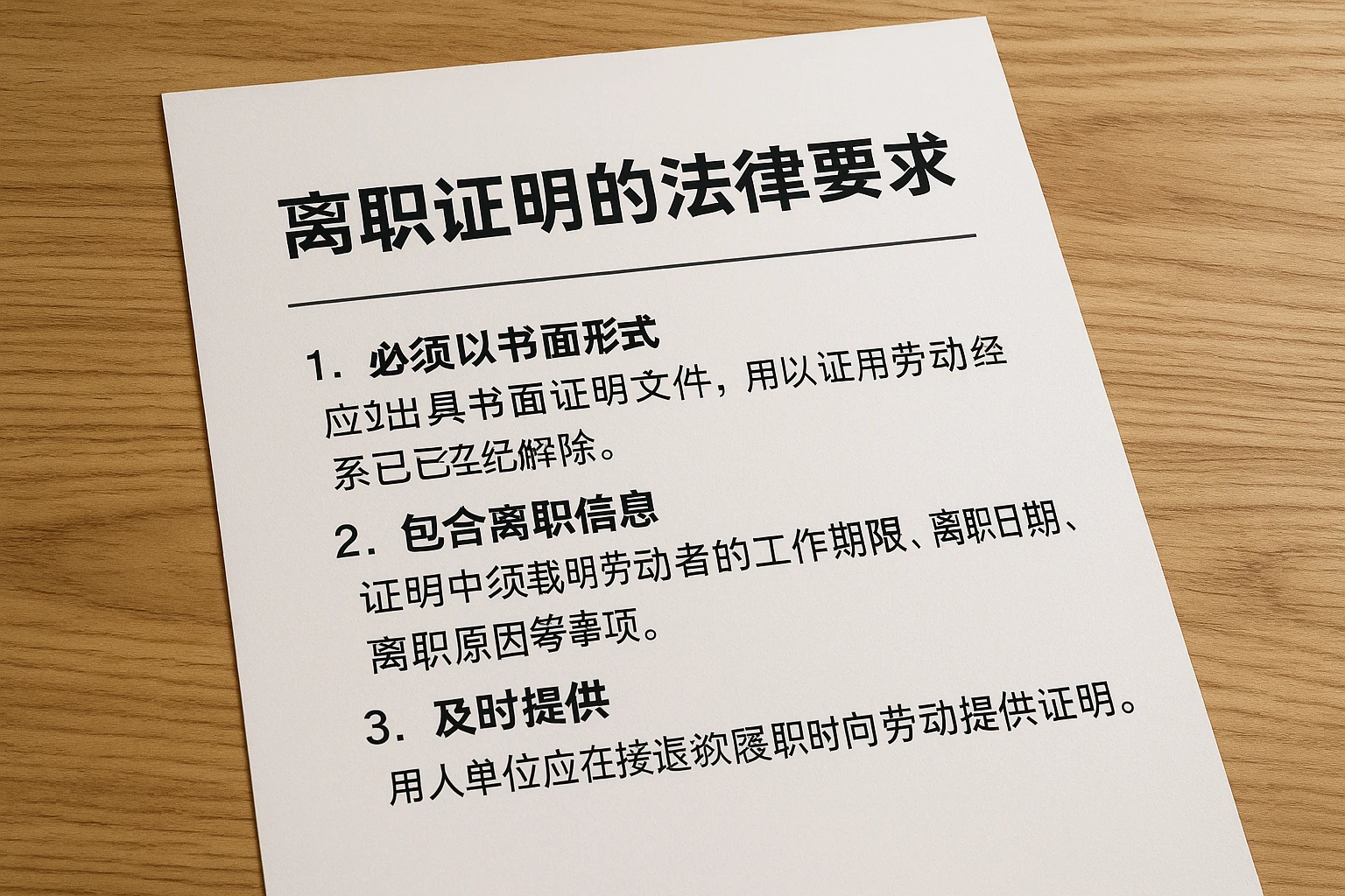 离职证明的法律要求