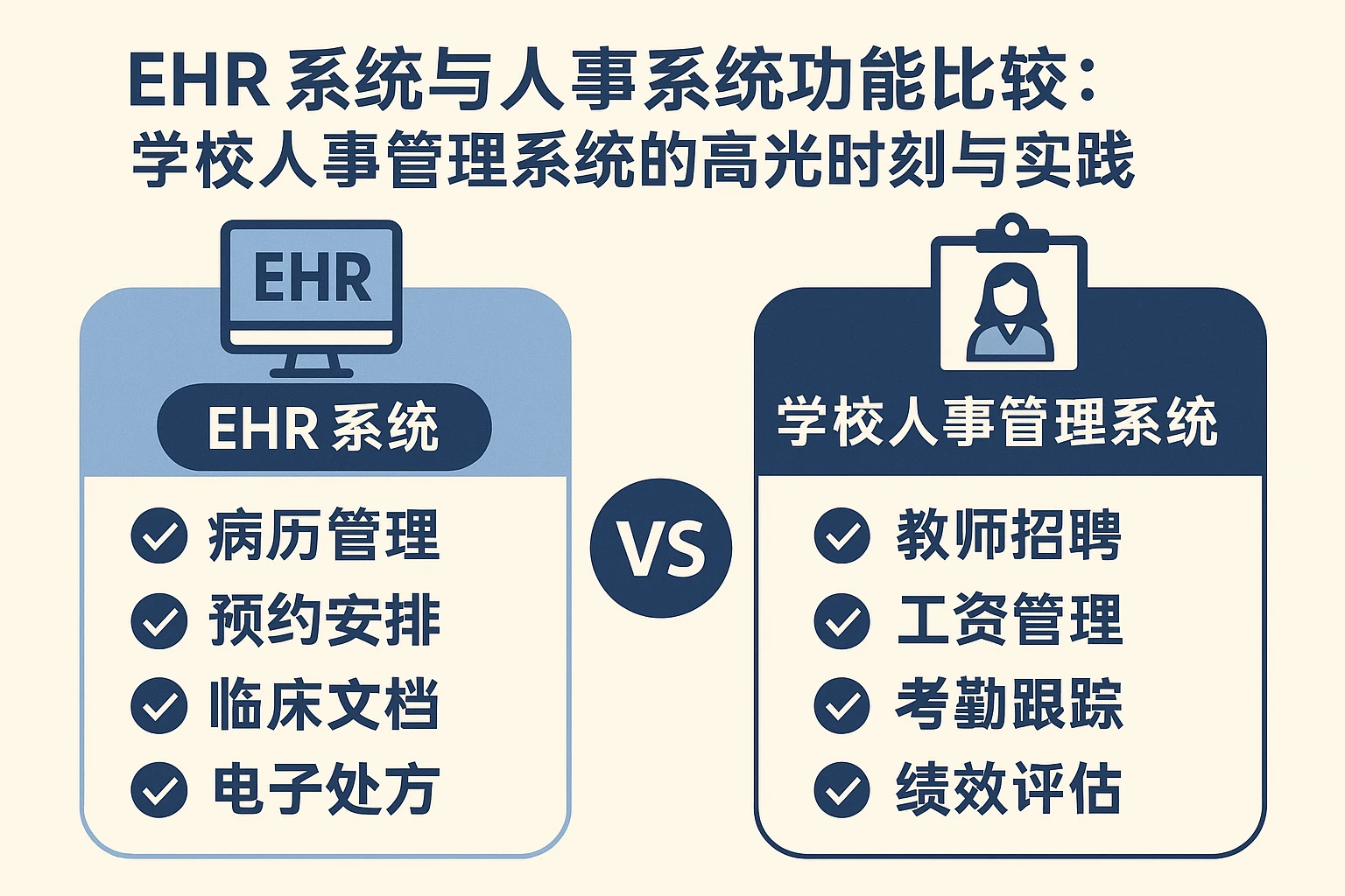 EHR系统与人事系统功能比较：学校人事管理系统的高光时刻与实践