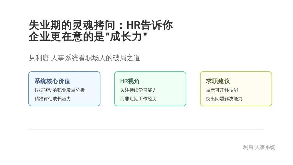 失业期的灵魂拷问：HR告诉你，企业更在意的是“成长力”——从利唐i人事系统看职场人的破局之道