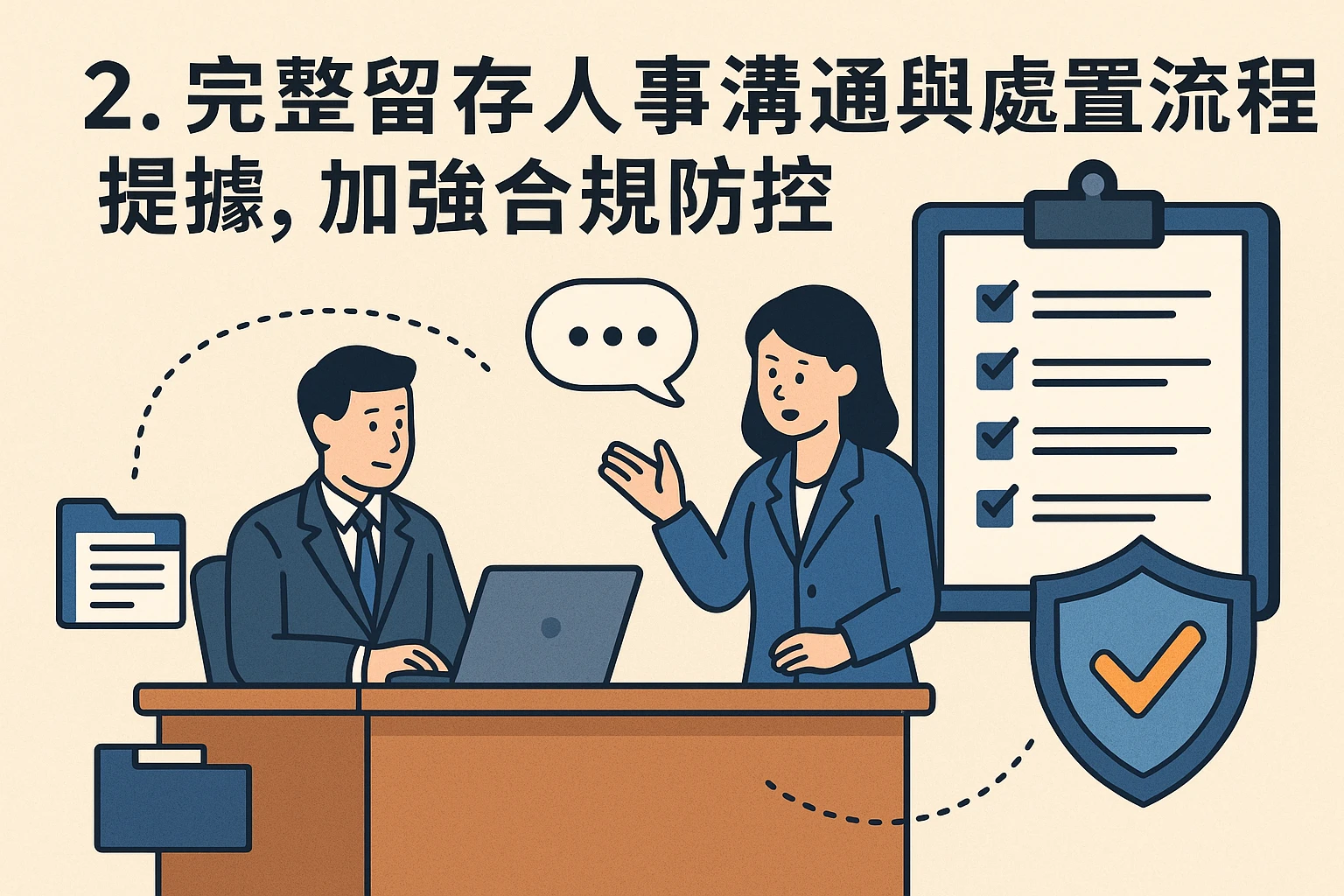 2. 完整留存人事沟通与处置流程证据,加强合规防控