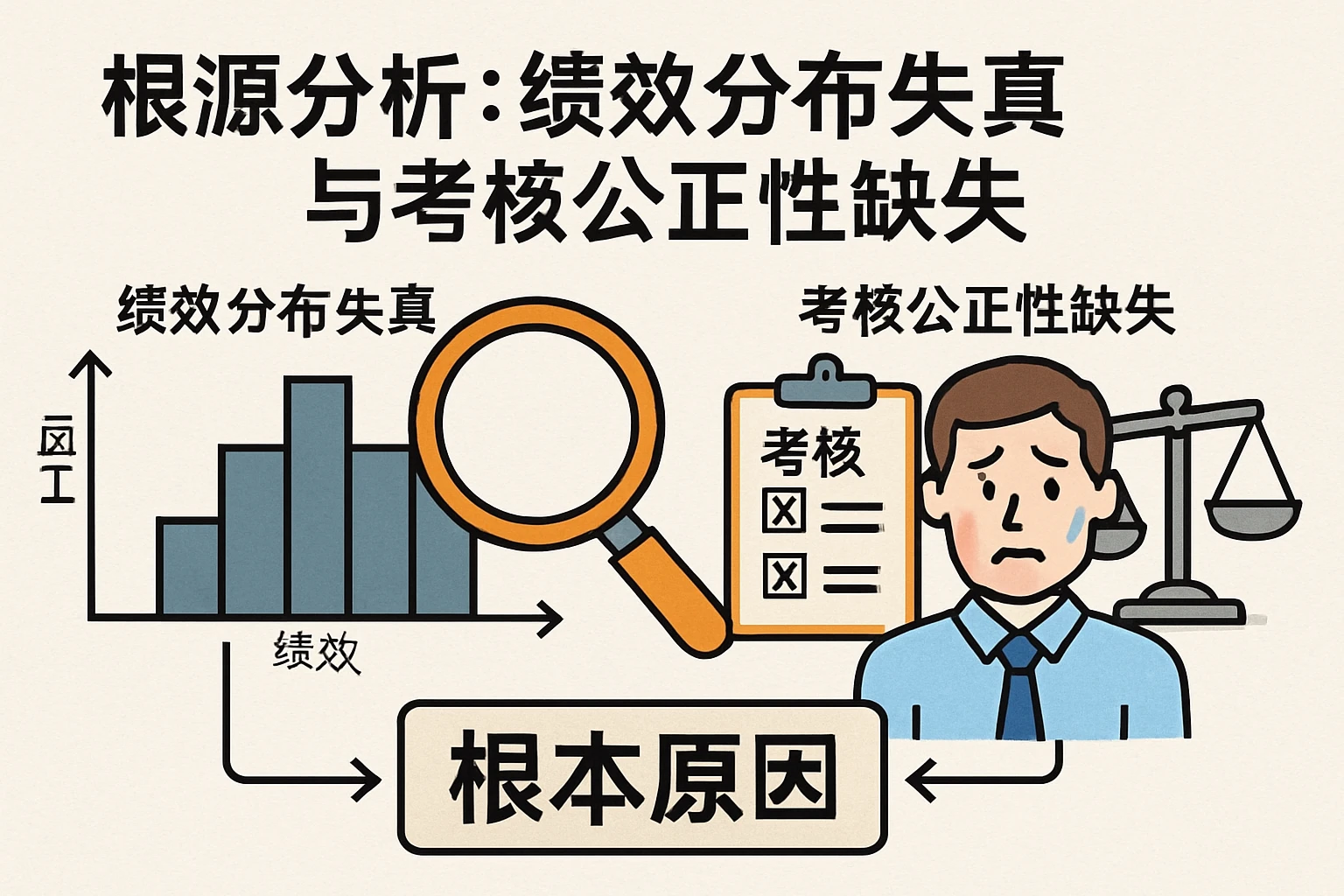 根源分析：绩效分布失真与考核公正性缺失