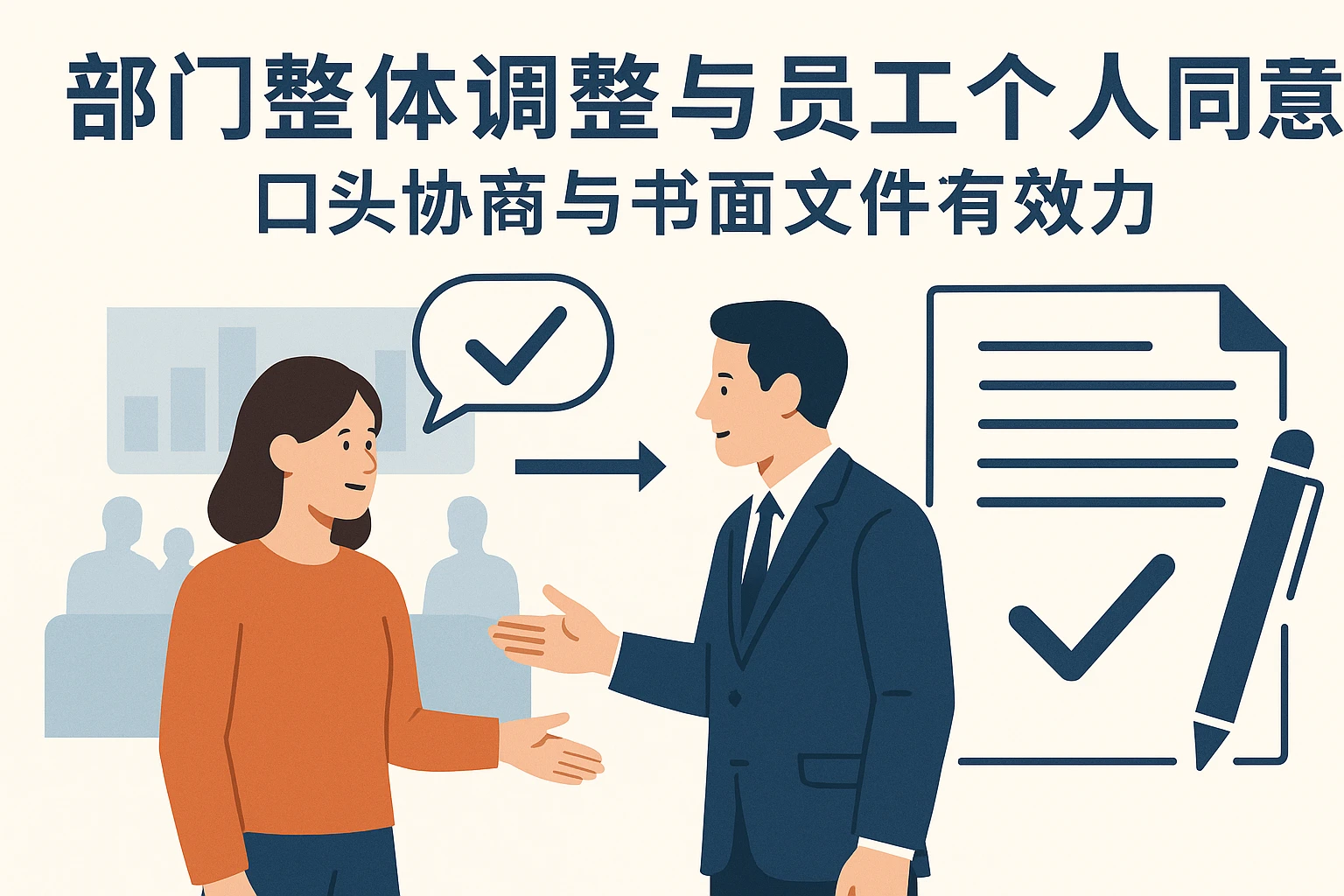 部门整体调整与员工个人同意：口头协商与书面文件的效力