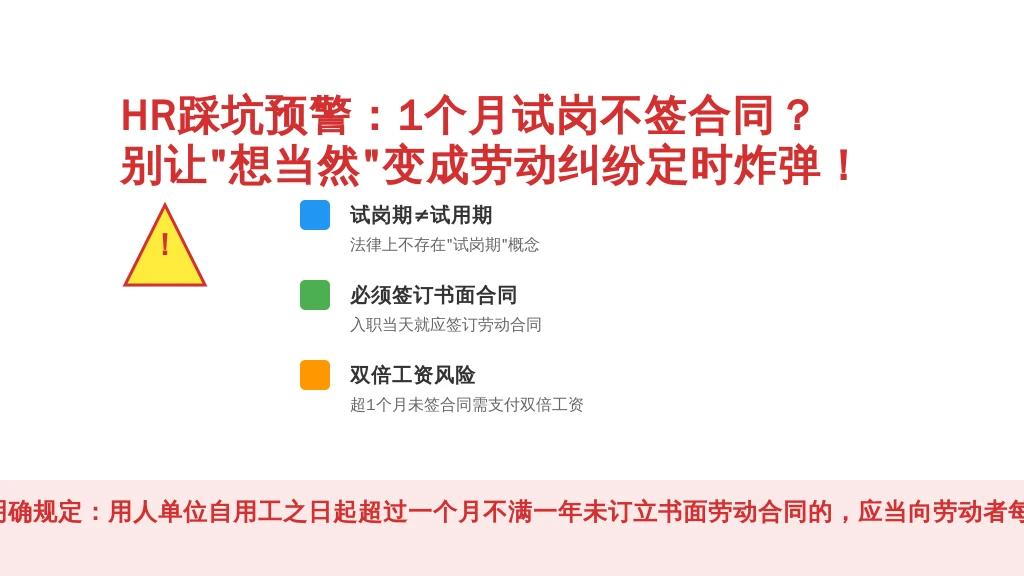 HR踩坑预警：1个月试岗不签合同？别让“想当然”变成劳动纠纷定时炸弹！
