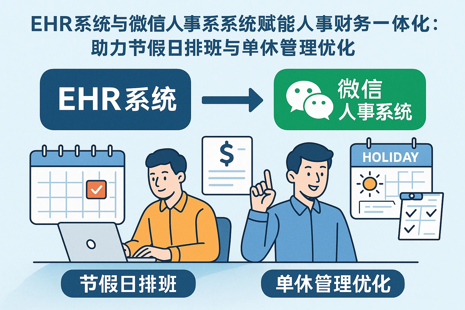 EHR系统与微信人事系统赋能人事财务一体化：助力节假日排班与单休管理优化
