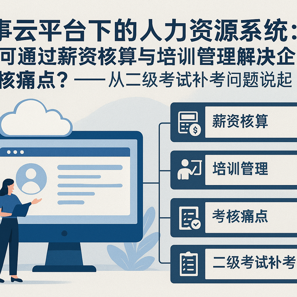 人事云平台下的人力资源系统：如何通过薪资核算与培训管理解决企业考核痛点？——从二级考试补考问题说起