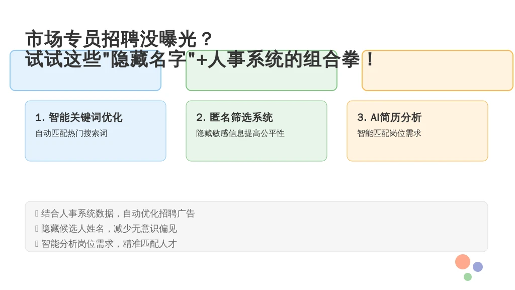 市场专员招聘没曝光？试试这些“隐藏名字”+人事系统的组合拳！