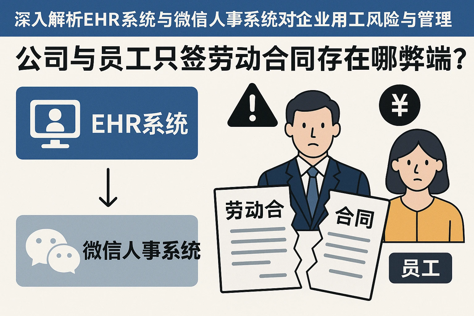 深入解析ehr系统与微信人事系统对企业用工风险与管理成本的影响——公司与员工只签劳动合同存在哪些弊端？