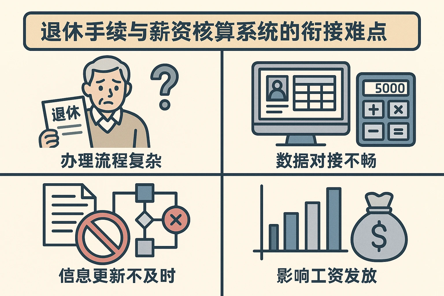 退休手续与薪资核算系统的衔接难点