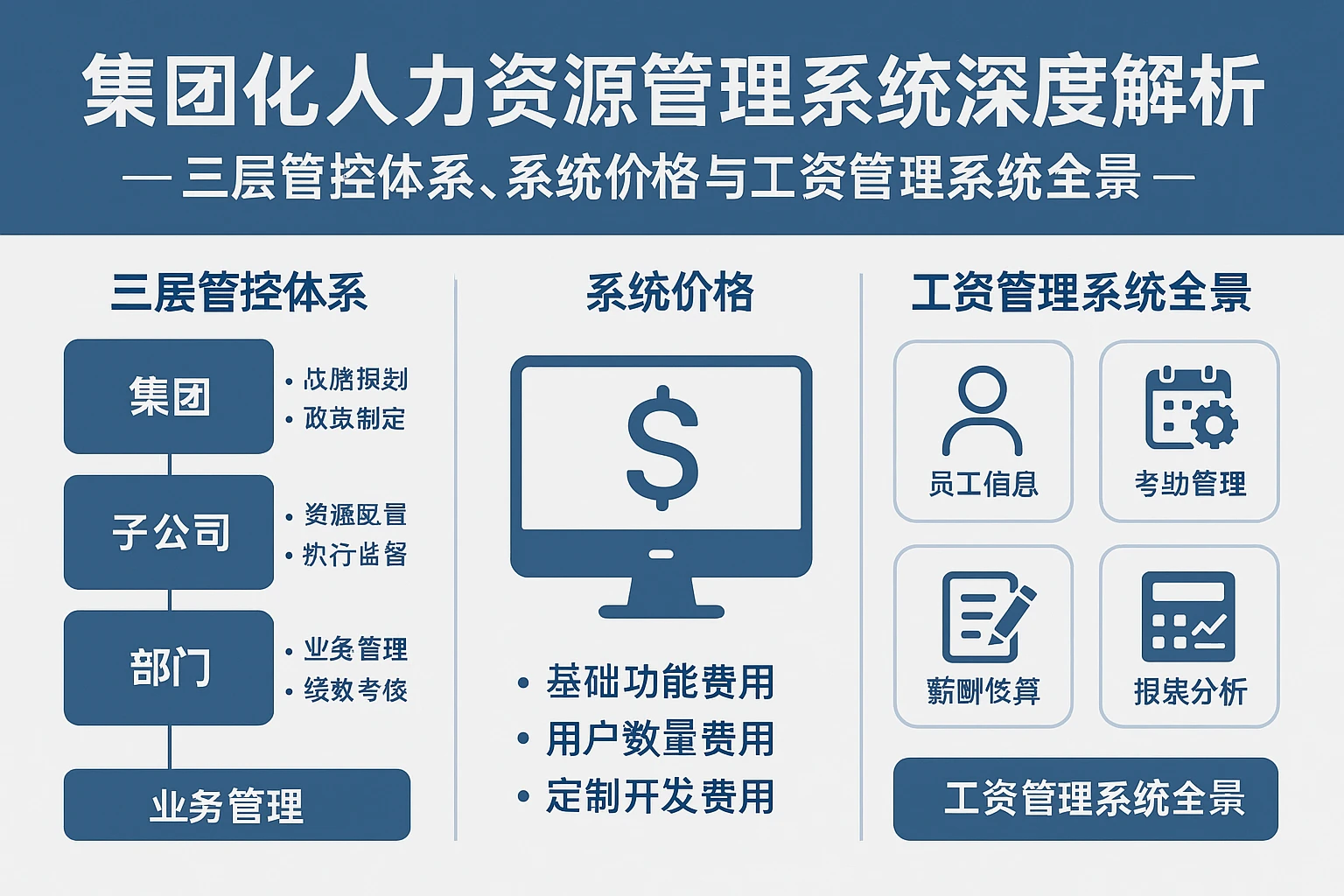 集团化人力资源管理系统深度解析——三层管控体系、系统价格与工资管理系统全景