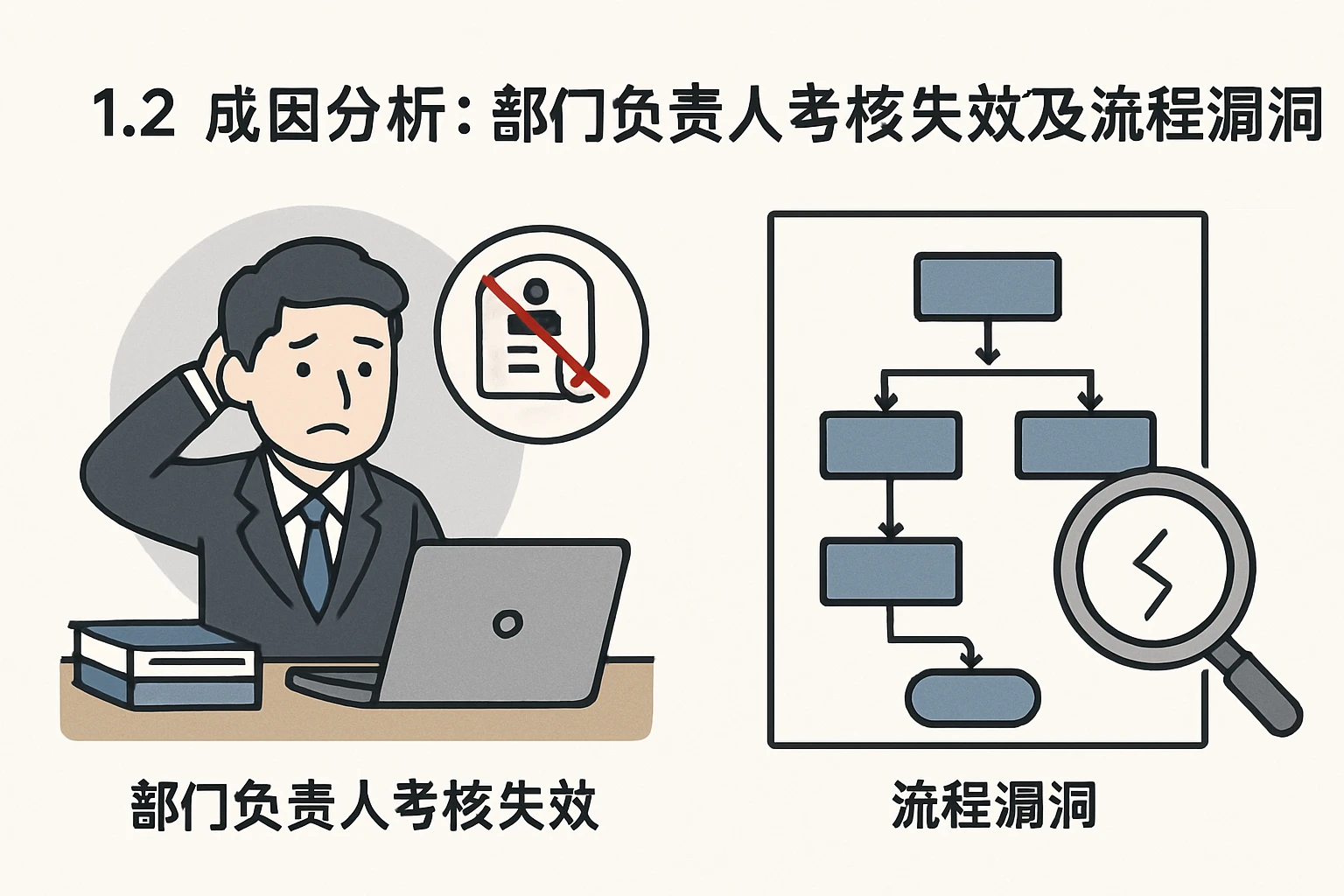 1.2 成因分析：部门负责人考核失效及流程漏洞