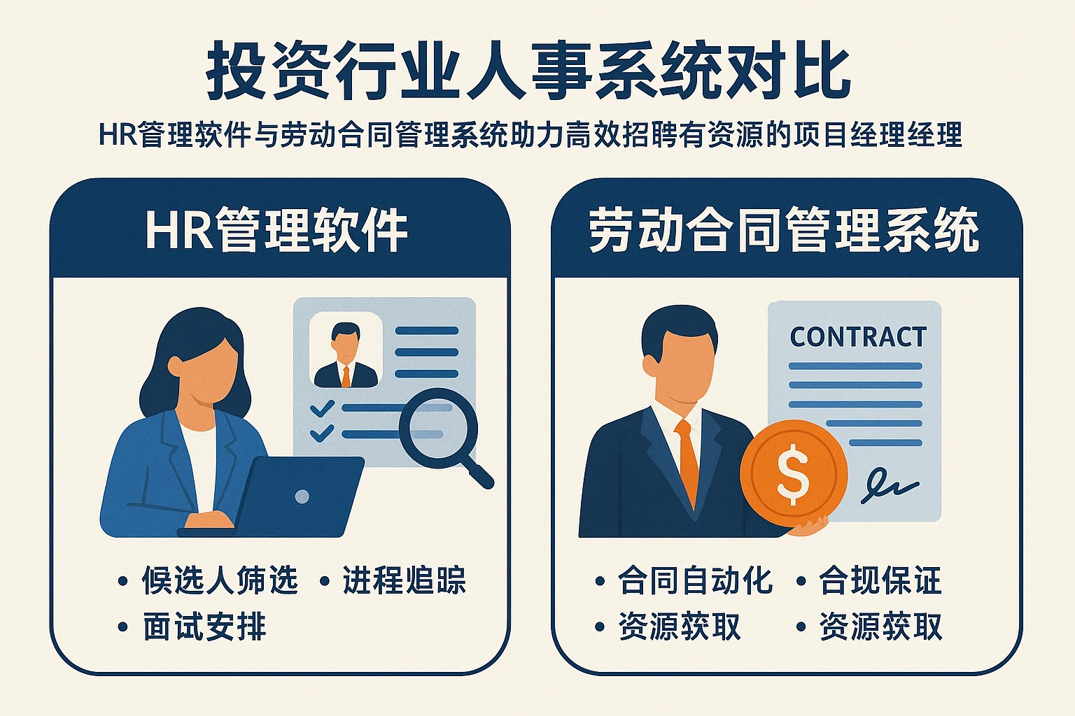 投资行业人事系统对比：HR管理软件与劳动合同管理系统助力高效招聘有资源的项目经理