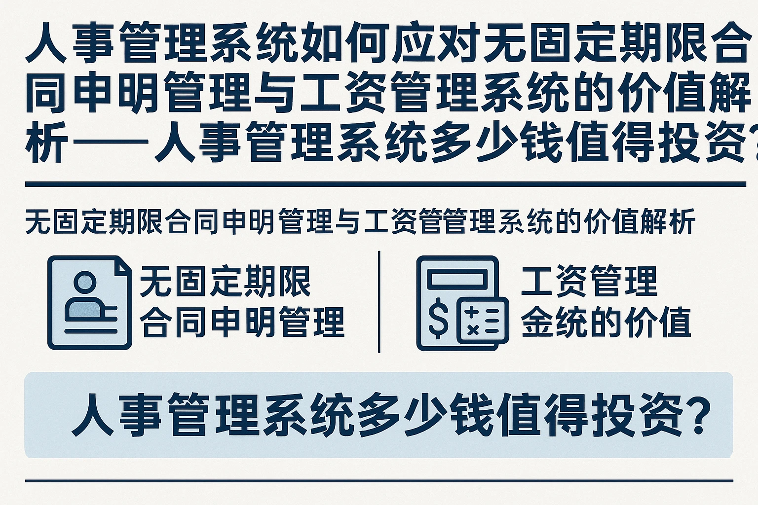 人事管理系统如何应对无固定期限合同申明管理与工资管理系统的价值解析——人事管理系统多少钱值得投资？