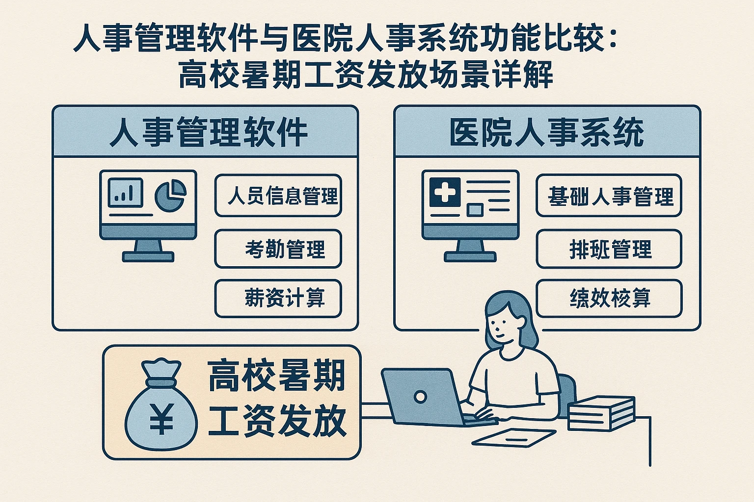 人事管理软件与医院人事系统功能比较:高校暑期工资发放场景详解