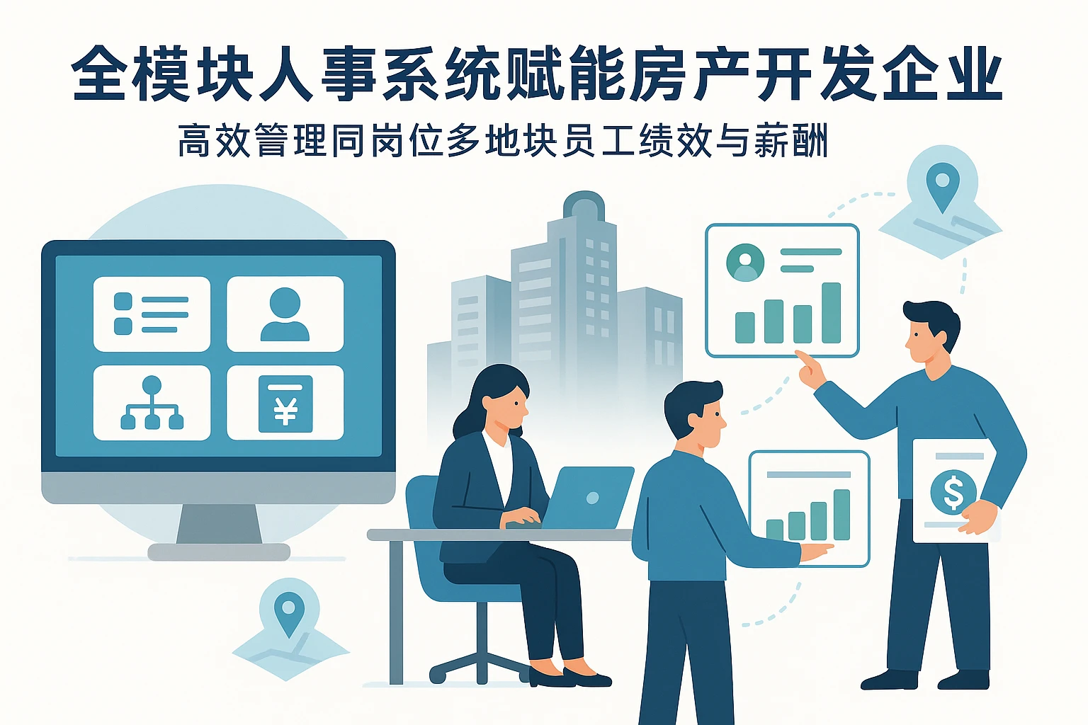 全模块人事系统赋能房产开发企业 高效管理同岗位多地块员工绩效与薪酬