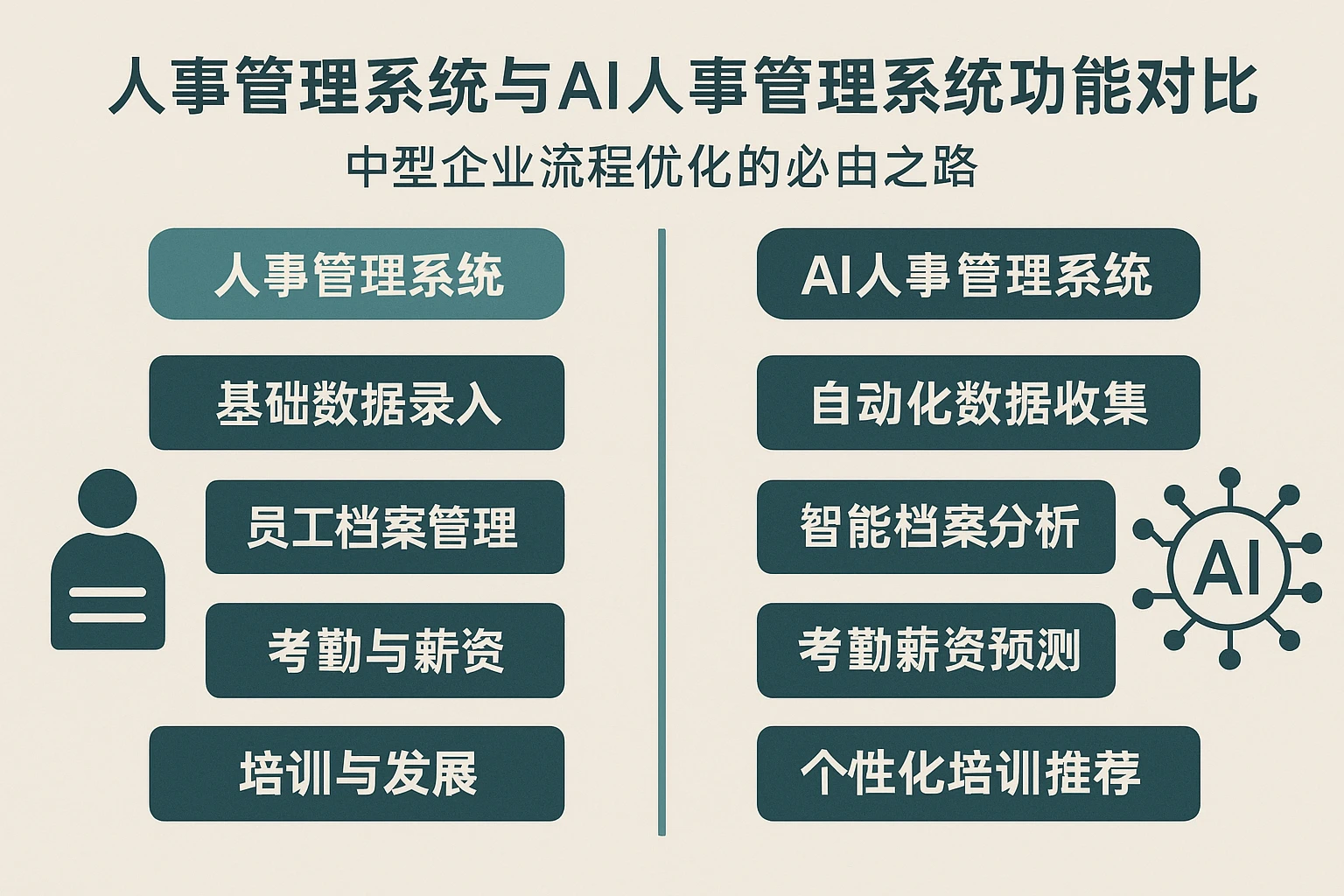 人事管理系统与AI人事管理系统功能对比——中型企业流程优化的必由之路