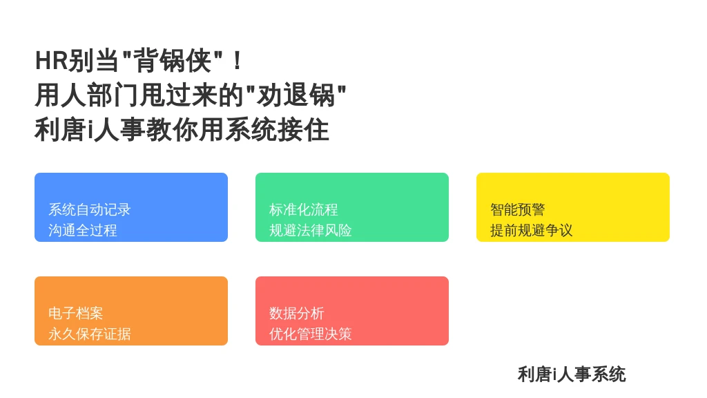 HR别当“背锅侠”！用人部门甩过来的“劝退锅”，利唐i人事教你用系统接住
