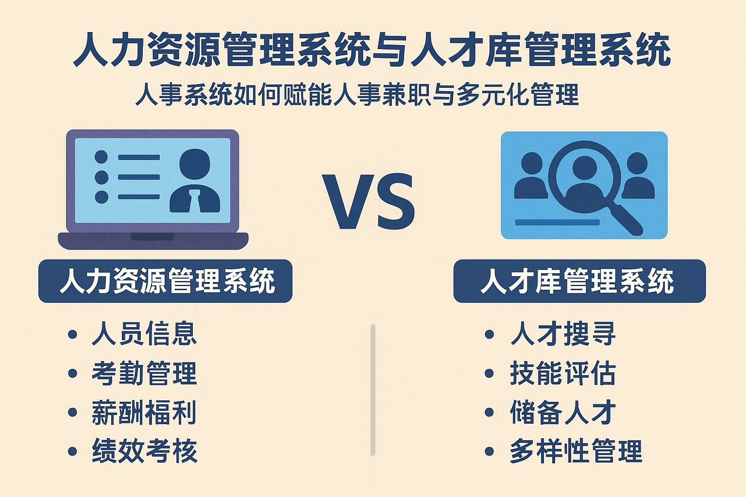 人力资源管理系统与人才库管理系统对比:人事系统如何赋能人事兼职与多元化管理