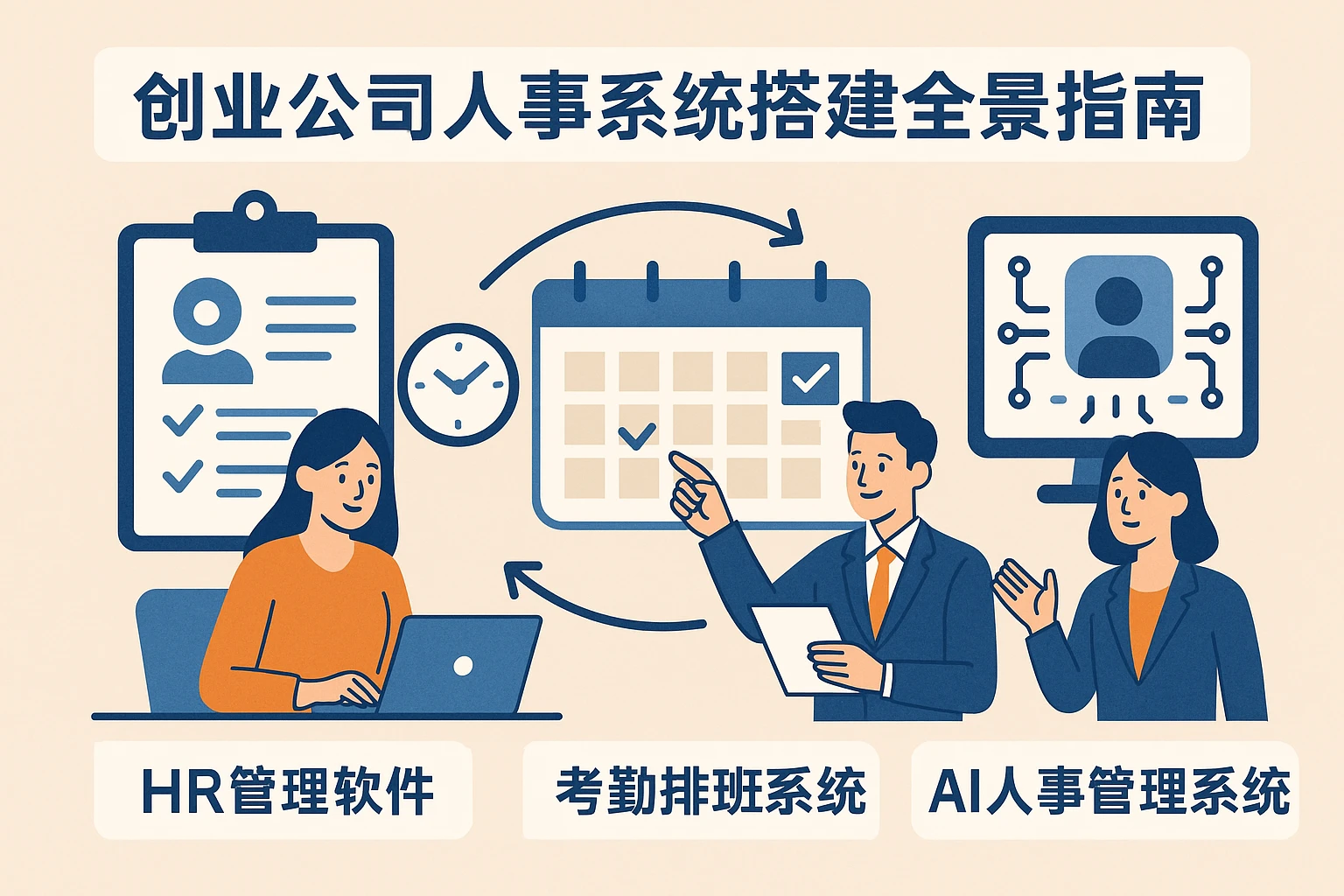 创业公司人事系统搭建全景指南：HR管理软件、考勤排班系统与AI人事管理系统的融合应用